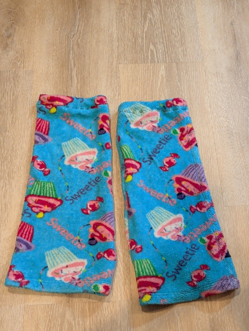 Blue Cupcake Pattern Fuzzy Leg Warmers Rave Fluffies